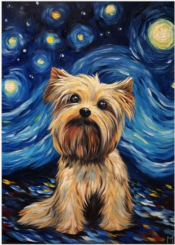 Starry Night Yorkshire Terrier Jigsaw Puzzle 300/500/1000 Piece (300pc (28×40cm))