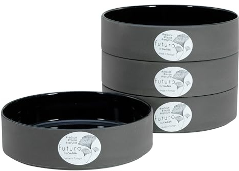 CreaTable, 21666, Serie Futuro, 4-teiliges Geschirrset, Pastabowl Set aus Steinzeug, spülmaschinen- und mikrowellengeeignet, Made in Portugal