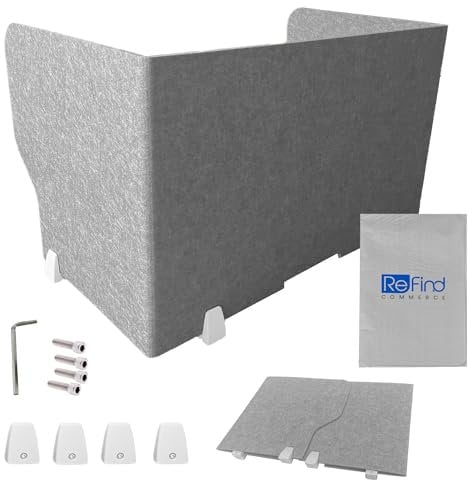 ReFind Desk Divider Pro. Workspace Foldable Privacy Screen and Acoustic Panel. Office Organiser for School or Office Desk (50cm x 50cm x 80cm)