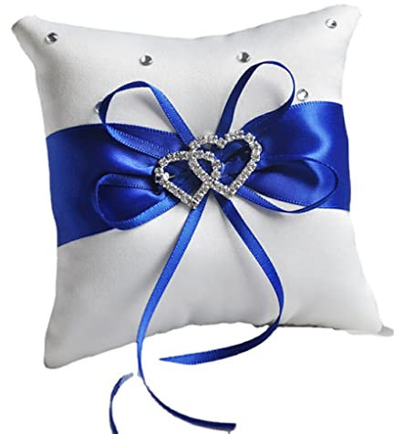 kesurpae Ringkissen, Bänder, leicht, langlebig, Ringkissen, vollständig gefüllt, exquisit, einfach passend, Hochzeitszubehör, Schmuck, Blau, 20 * 20cm