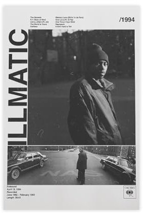 efhavce Nas Illmatisches Poster, 90er-Jahre, Hip-Hop-Leinwand-Poster, Schlafzimmer, Dekoration, Landschaft, Büro, Raumdekoration, Geschenk, 30 x 45 cm