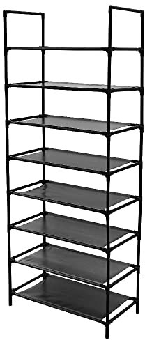 Belfoyer Schuhregal–8 lagiger Vlies-Schuhschrank – Schuhschrank – Schuhaufbewahrung – Schwarz – 60 cm x 30 cm x 137 cm