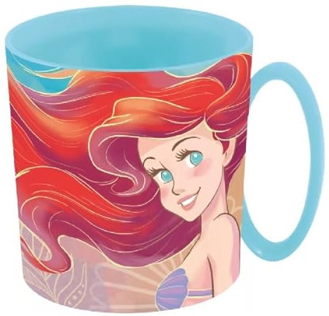 ILS I LOVE SHOPPING Taza de plástico de 350 ml para microondas con asa para niños desayuno sin BPA para Ariel Sirenita