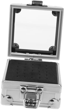 FOMIYES Nail Art Storage Box Nail Art Tools Drill Bit Holder Nail Art Salon Goods Nail Grinding Heads Case Grinding Head Finishing Case Nail Drill Bits Container Silver Zinc Alloy