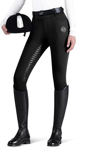 GemRebel Pantalon d'équitation pour femme, pantalon d'équitation en silicone antidérapant, taille haute avec poches