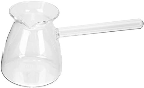 OFFSCH Glas Teekanne Borosilikatglas 450ml Mit Seitengriff Wasserkessel Für Herd Milchkocher Hitzebeständig Transparenter Kaffeetopfer