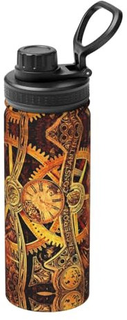Cool Steampunk Gears 18oz Sports Insulated Water Bottle Stainless Steel Outdoor Water Bottle