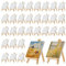 32 Pcs Mini Canvas and Easel Set, Small Art Canvas Bulk for Kids Painting, 10 x 10 cm Blank Art Board with Wooden Easels, Pre-Stretched and Primed Canva for Artists Art Party