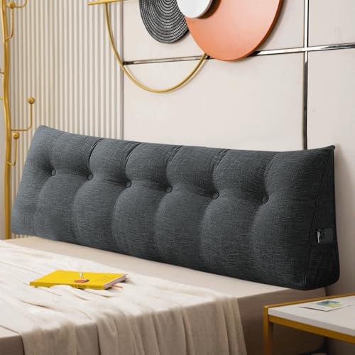 OHMG Rückenkissen, Lesekissen für Bett und Sofa, 180cm-Komfortables Wandkissen Bett, Bietet Optimalen Supportive Rückenkissen Bett, Bettkissen Rückenlehne mit Praktischen Seitentaschen 