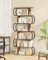 Hzuaneri 6-Tier Bücherregal, Offenes Standregal aus Eisen und Holz, Präsentationsregal, S-förmiges Bücherregal, Regalböden, für Wohnzimmer, Arbeitszimmer, 24 x 70 x 176,5 cm, Braun BC16001B