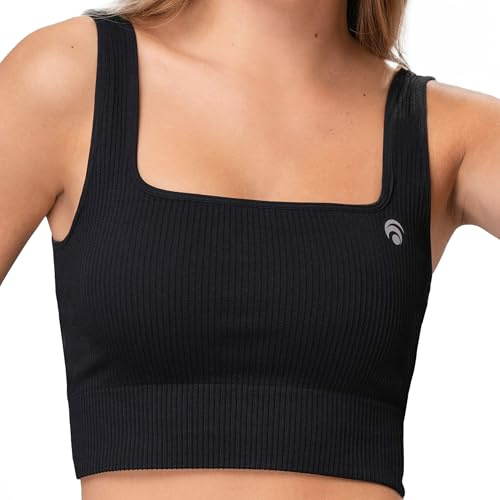 OCEANSAPART Sydney Bra - Sport BH Damen Bustier Nahtlos Bralette | Geripptes Design & Quadrat-Ausschnitt – Herausnehmbare Cups – Schnelltrocknend ohne Bügel für Yoga