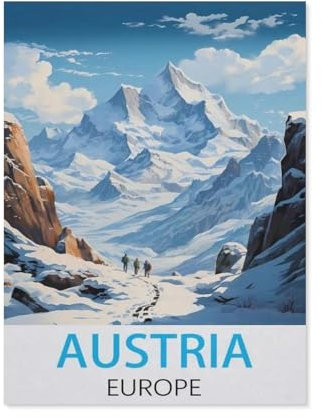 Österreich, Europa Vintage-Reiseposter，Holz Puzzle 1000 Teile Spielzeug Für Erwachsene Dekompressionsspiel（75x50cm）-J43