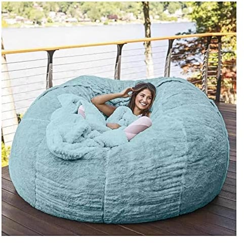 Riesiger Sitzsack aus Kunstfell, waschbar, Jumbo-Möbelbezug aus Memory-Schaum