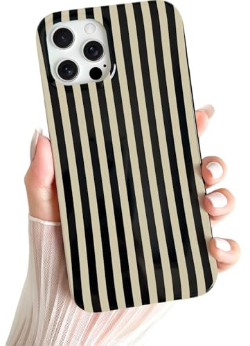 Yeddabox for iPhone 11 Pro Max Case Cute Striped Phone Case Soft TPU Slim Shockproof Phone Cover for Women Girls, Black