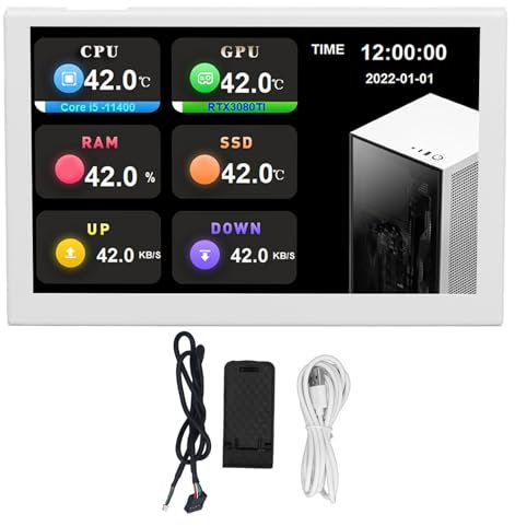 IPS USB Mini schermata 5 pollici di risoluzione HD TIPO C SCREEN PC Monitoraggio ti PC AI64 (Bianco)