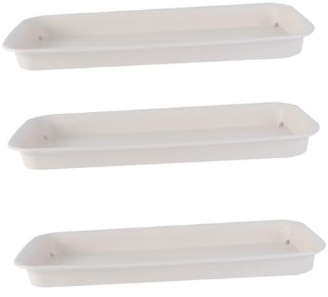 Homoyoyo 3 Pezzi Sottovasi Rettangolari per Piante in Plastica Beige Vassoi per Fioriere e Bonsai Perdite e Facili da per Giardinaggio e Protezione Superfici