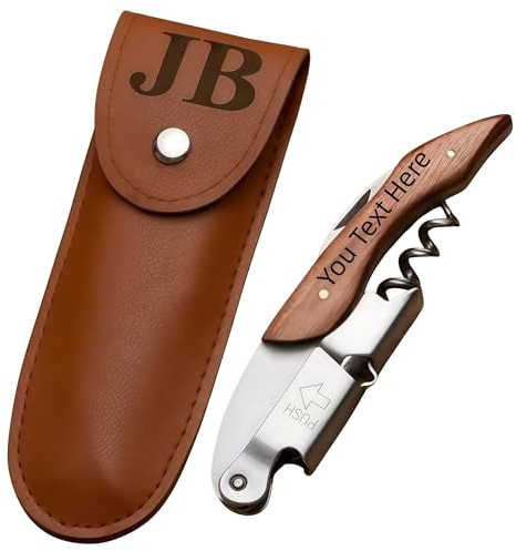 Cavatappi Personalizzato Inciso, Apribottiglie Per Vino Con Manico In Legno Personalizzato Con Nome/logo Inciso, Chiave Per Vino 3 In 1 In Acciaio Inossidabile Per Camerieri, Anniversario