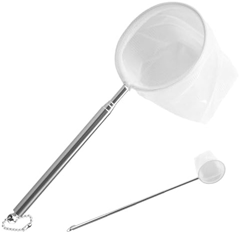 Mini Épuisette pour Aquarium avec Manche Extensible en Acier Inoxydable, pour Attraper Les Petits Poissons et Les Crevettes et pour Le Nettoyage