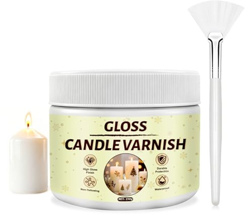 NoxGule Kerzenlack,Kerzenkleber,Kerzenlack für Wasserschiebefolie, 150G | Gloss Varnish,Vergilbungshemmend,Wasserfest,Abriebfest,zum Schutz Kerzen Geeignet,Inklusive Weißem Pinsel, für Handgefertigt