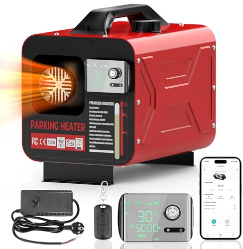 GEARHERO 8kW Diesel Standheizung 12V/24V All-in-One mit 230V Netzteil, Bluetooth App-Steuerung, Fernbedienung & LCD-Display, Tragbare Diesel-Luftheizung für Auto, LKW, Wohnmobil, Boot