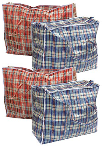 4 Stück Aufbewahrungstasche Einkauftasche Jumbo Tasche farblich Sortiert Gross