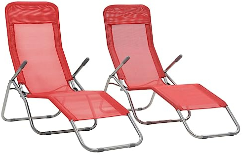 vidaXL 2X Sonnenliege Klappbar Rot Gartenliege Strandliege Relaxliege Liege