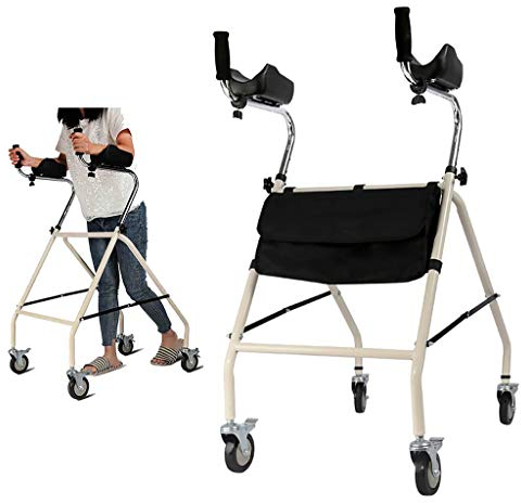 FKDERollator Faltbare Laufgestell, Rollator mit Armauflagen, Gehen Mobilitätshilfe, Beintrainer, Standard Walker for senioren, Stahlfertig