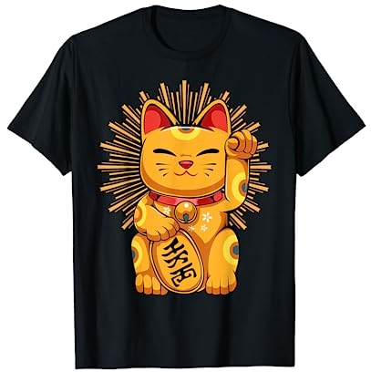Maneki Neko Chat chanceux japonais Kawaii Koban Feng Shui T-Shirt