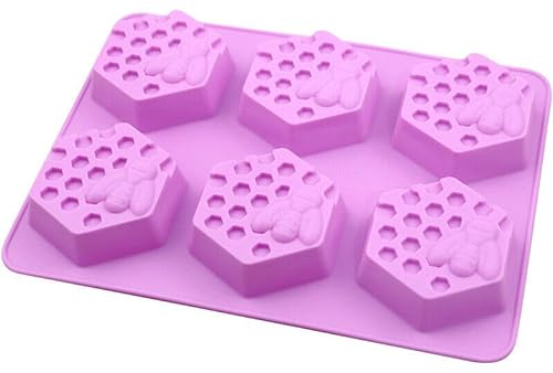 Selecto Bake 6 Cavities Silicone Soap 3D Bee Honeycomb Mould Beehive Baking Handmade Soap Making Molds Silicone Soap Moulds DIY Handmade Silicone Moulds for Soap Making for Chocolate Baking Jelly