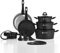 Topfset induktion Scheffler 15tlg Kochtopf Set,Antihaftbeschichtung Induktions Töpfe Set,Topfset Induktionsgeeignet,Töpfe und Pfannen Set für alle Herde Schwarz (HL-21PS102)