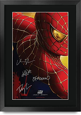 HWC Trading Spider-Man 2 Toby Maguire Geschenke Geduckter Poster Signiertes Autogramm Foto für Fans von Film Memorabilien - A3 Gerahmt
