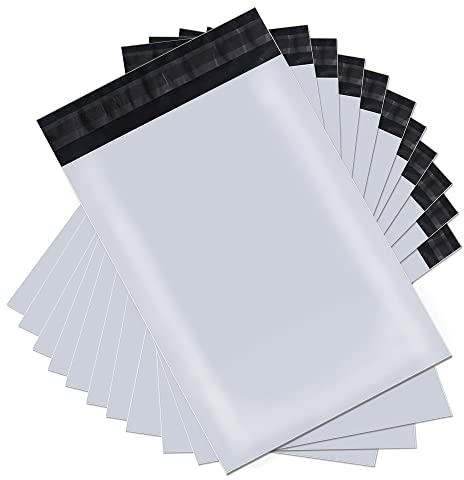 newlng 100Stück Plastik Versandtaschen 250x350mm Versandbeutel Warenbeutel Blickdicht und Reißfest Selbstklebende Versandtaschen für Kleidung Waren Textil Logistik Verpackung Transporttaschen-Weiß