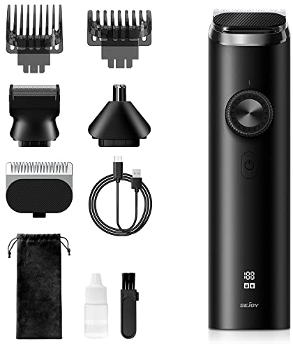 Sejoy Haarschneider Herren, Trimmer/Haarschneidemaschine & Rasierer/Barttrimmer, 8-in-1 Set für Bart, Gesicht, Kopfhaar, schwarz