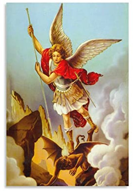 Vintage-Poster Saint Michel Erzengel Poster, dekoratives Gemälde, Leinwand, Wandposter und Kunstbild, modernes Familien-Schlafzimmer, Dekoration, Poster, 30 x 45 cm