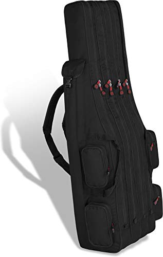 normani XXL Angelrutentasche Rutentasche mit 4 Rutenfächern für 8 Ruten - Angeltasche Kescher und Rutenhalter - Ruttenfutteral -125cm -150cm -160cm -170cm -190cm Farbe Schwarz Größe 1,60 m