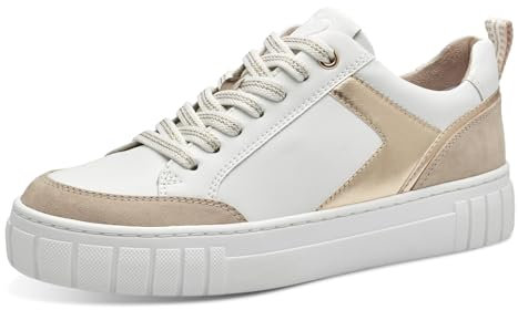 MARCO TOZZI Damen Sneaker flach mit dicker Sohle Vegan, Mehrfarbig (White Dune), 39 EU