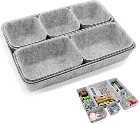 Svitzoot 8 Stück Schubladen Ordnungssystem Filz Organizer Schubladen Schubladen Organizer Set Wohnzimmer Badezimmer Büro Organisation Aufbewahrungsboxen Grau