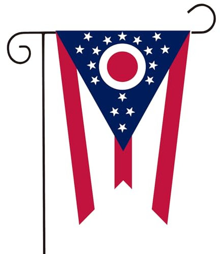 Ohio State Gartenflagge, 30,5 x 45,7 cm, doppelseitig, für den Außenbereich, kleine Ohio-Flagge, strapazierfähig, lebendige Farben, Hofflagge, Rasendekoration, Geschenk, für drinnen und draußen