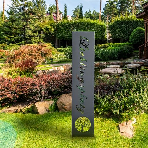 GARDIVO Garten deko Lieblingsplatz schild 115cm Hoch, Gartenstecker, Gartenschild, Gartendekoration, abkantung, Gartendekoration (Anthrazit, Natur)