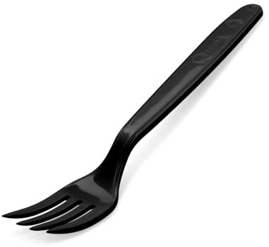 Wiederverwendbares Plastikbesteck schwarz | MEHRWEG Campingbesteck | PREMIUM Reisebesteck | robustes Outdoor Besteck (Gabel - 50 Stk)