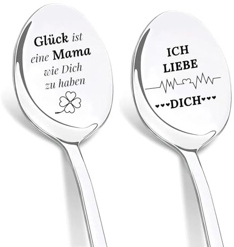 DIKARIYA Geburtstagsgeschenk für Mama, 2er Löffel mit Gravur Beste Mama der Welt, Kaffeelöffel mit Gravur Beste Mama Geschenk Löffel, Originelle Geburtstag Besondere Geschenke für Mutter Eltern