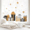 Fensterbild Weihnachten Geschenke Set mit Sterne schwarz beige minimalistisch Fensteraufkleber Weihnachtsdekoration wiederverwendbar/ 1. A4 Bogen