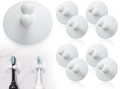 AOYEGIC Lot de 8 Porte-brosses à Dents,Porte-Brosse à Dents étanche,Ventouse,Porte-Brosse à Dents électrique,Porte-Rasoir,Crochet pour Brosse à Dents,Support de Prise, sans Perforation(Blanc)