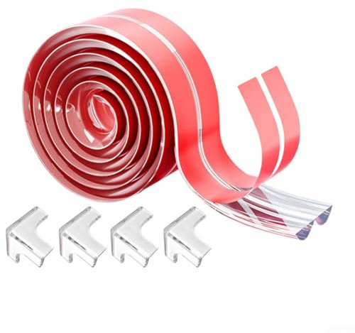 Kantenschutz, 2 Meter Kantenstreifen, mit 4 Anti-Kollisions-Ecken, für Tische, Wände, Schränke, Arbeitsplatten und Kinderbetten