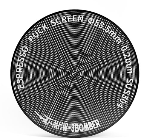 MHW-3BOMBER 58.5mm Espresso Puck Screen, 0.2mm Ultra-Thin Titanium Coated Reusable Coffee Filter, Compatible with 58mm Portafilter Baskets, Durable Metal Espresso Accessory,FG5642-OS