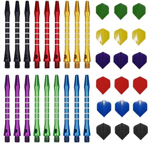 YSJCHEBS 18 Piezas De Ejes De Dardos De Aluminio Y 18 Piezas De Hojas De Dardos, Accesorios para Dardos, Materiales para Dardos De Bricolaje, Accesorios para Entusiastas De Los Dardos