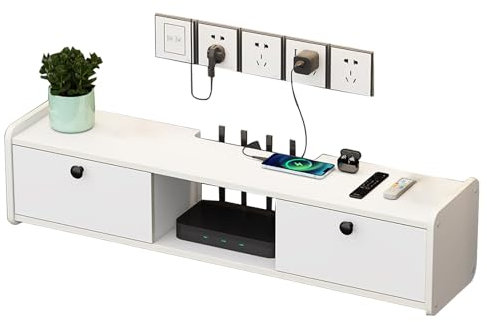PEBFHSQW Router-Regal TV-Set-Top-Box, WLAN-Router Zum Aufhängen An Der Wand Multifunktionales Schwebendes Zur Wandmontage Wohnzimmer-TV Unter Der Dekorativen Box Mini-TV-Schrank(100 * 23 * 23cm)