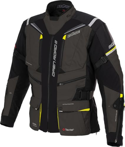 Büse Open Road III wasserdichte Motorrad Textiljacke, anthrazit/schwarz/gelb, 54