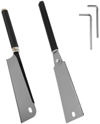 Japanese Pull Saw Set 2 Pcs - SK5 Carbon Steel Hand Saw for Wood | Double Edge Ryoba Saw and Back Saw for Precision Woodworking, Tenon Cutting, Garden Pruning, DIY and Carpentry Tools
