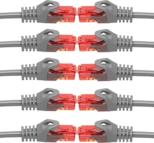 BIGtec - 10 Stück - 5m Gigabit Netzwerkkabel Patchkabel Ethernet LAN DSL Patch Kabel grau (2x RJ-45 Anschluß, CAT.5e, kompatibel zu CAT.6 CAT.6a CAT.7) 5 Meter